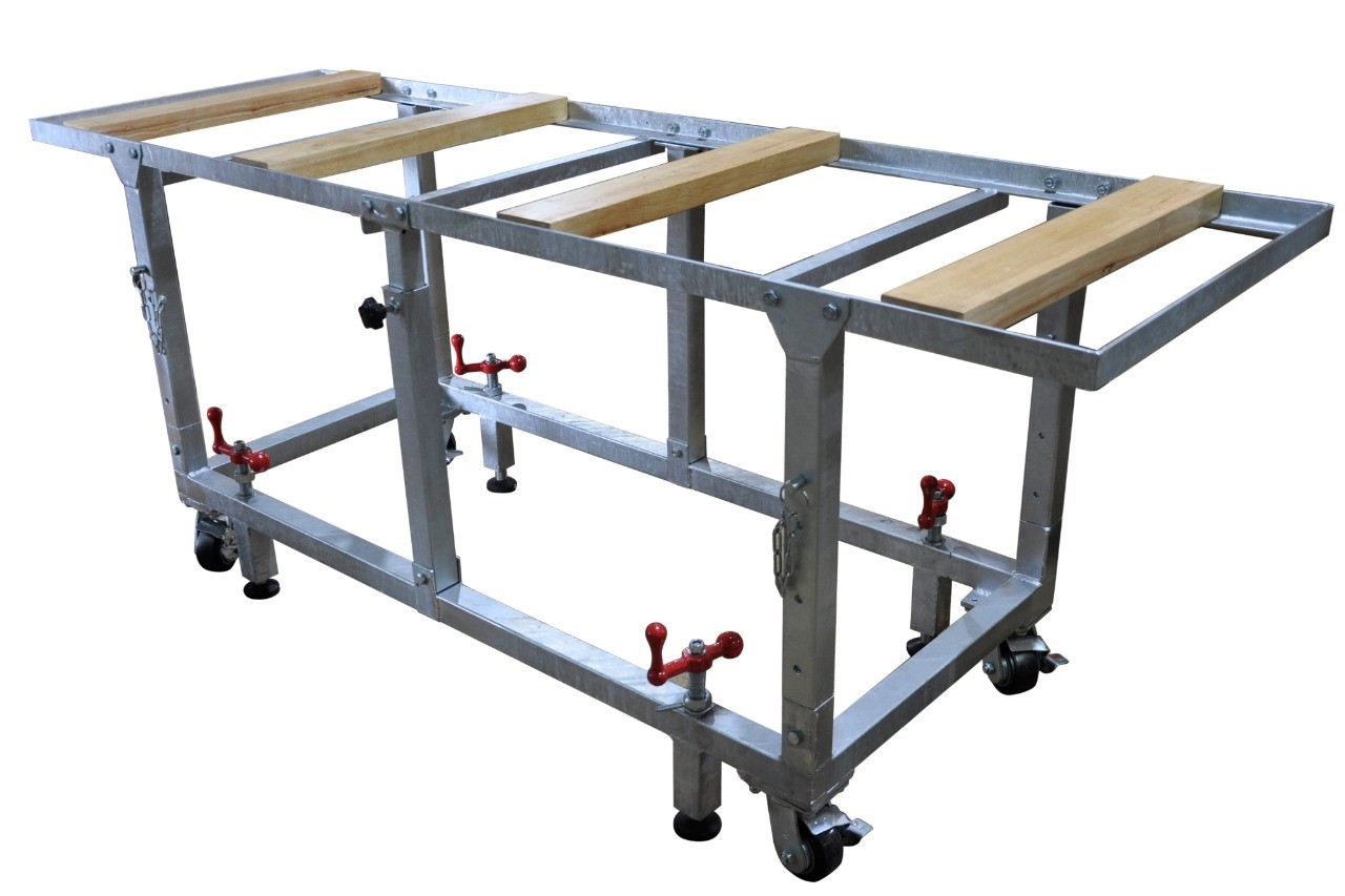 27” Adjustable Height Wood Insert Stone Fabrication Work Table | Adjustable  Work Table With Wood Insert