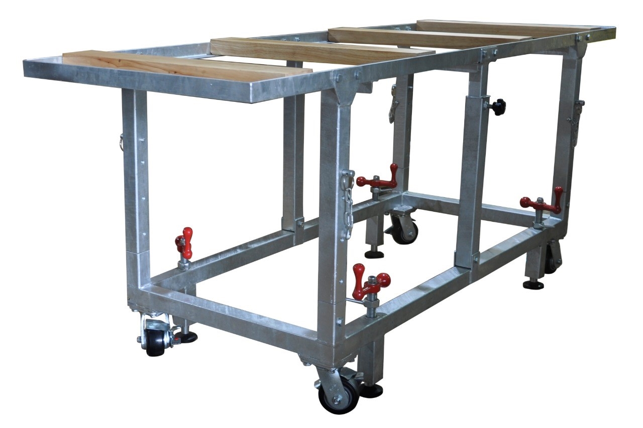 27” Adjustable Height Wood Insert Stone Fabrication Work Table