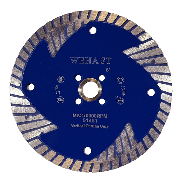 Part# 51461 Weha 6" ST Side Cut Quad Diamond Turbo Blade for Granite, Stone